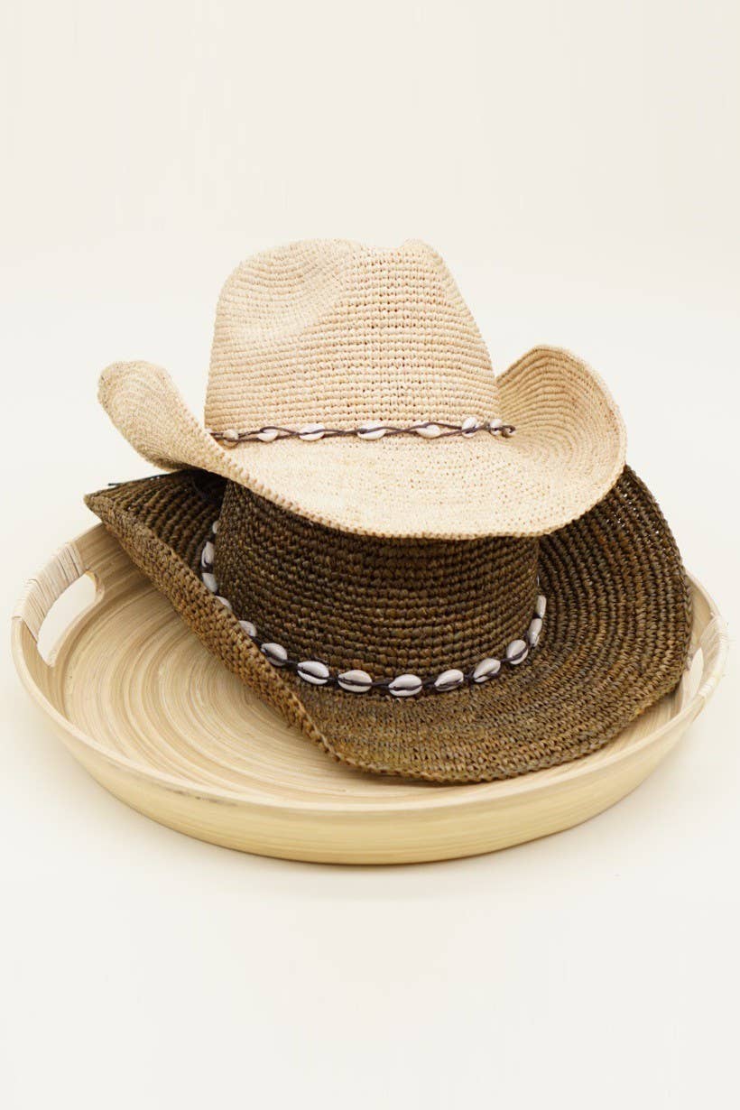 Packable Cowboy Hat - Raffia Western Rancher with Wire Brim for Shaping