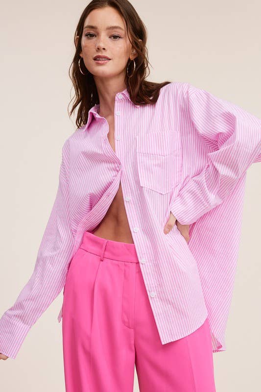 100% COTTON STRIPED BUTTON-DOWN SHIRT