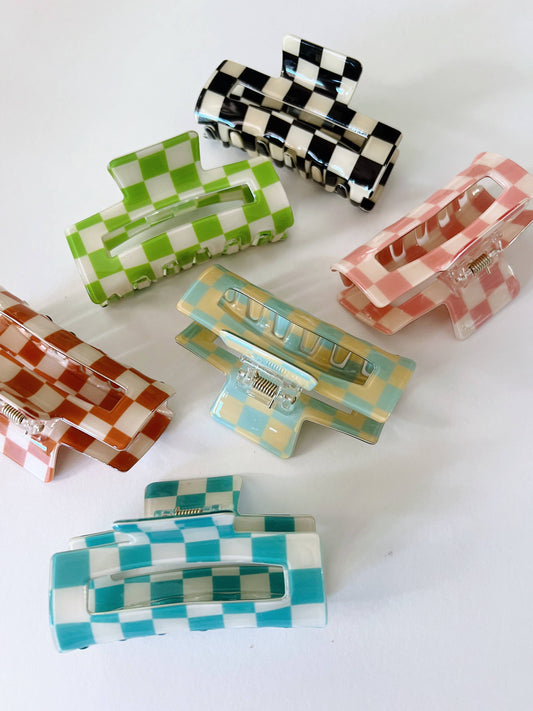 Checkered Print Hair Claw