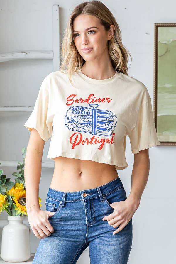 Sardines Graphic Cropped Tee