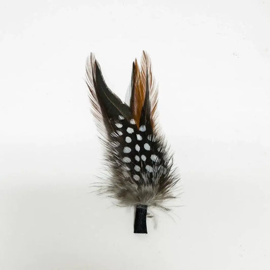 Feather Hat Accent- Style Corky Brown and Polka Dot