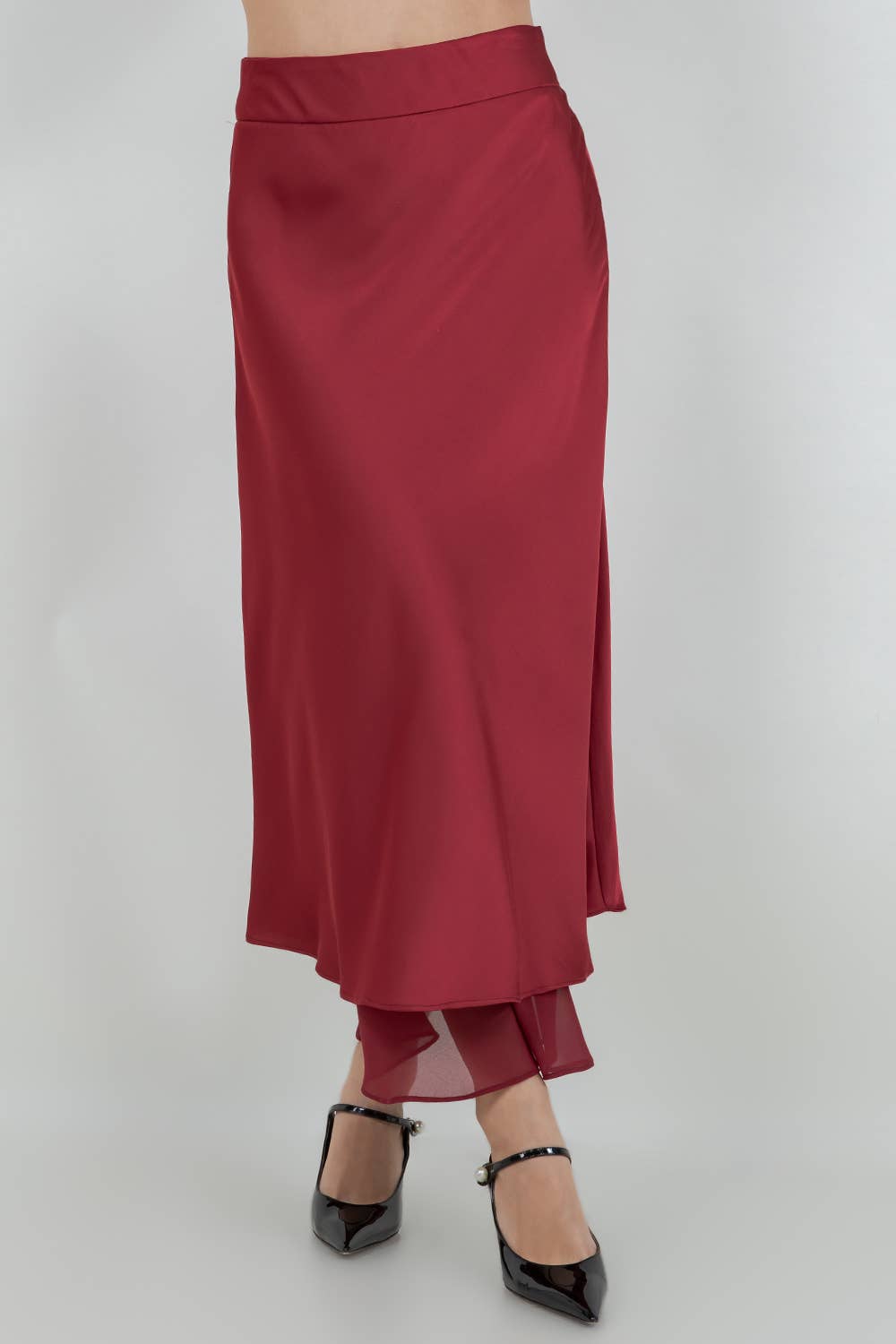 Elegant Satin Midi Skirt