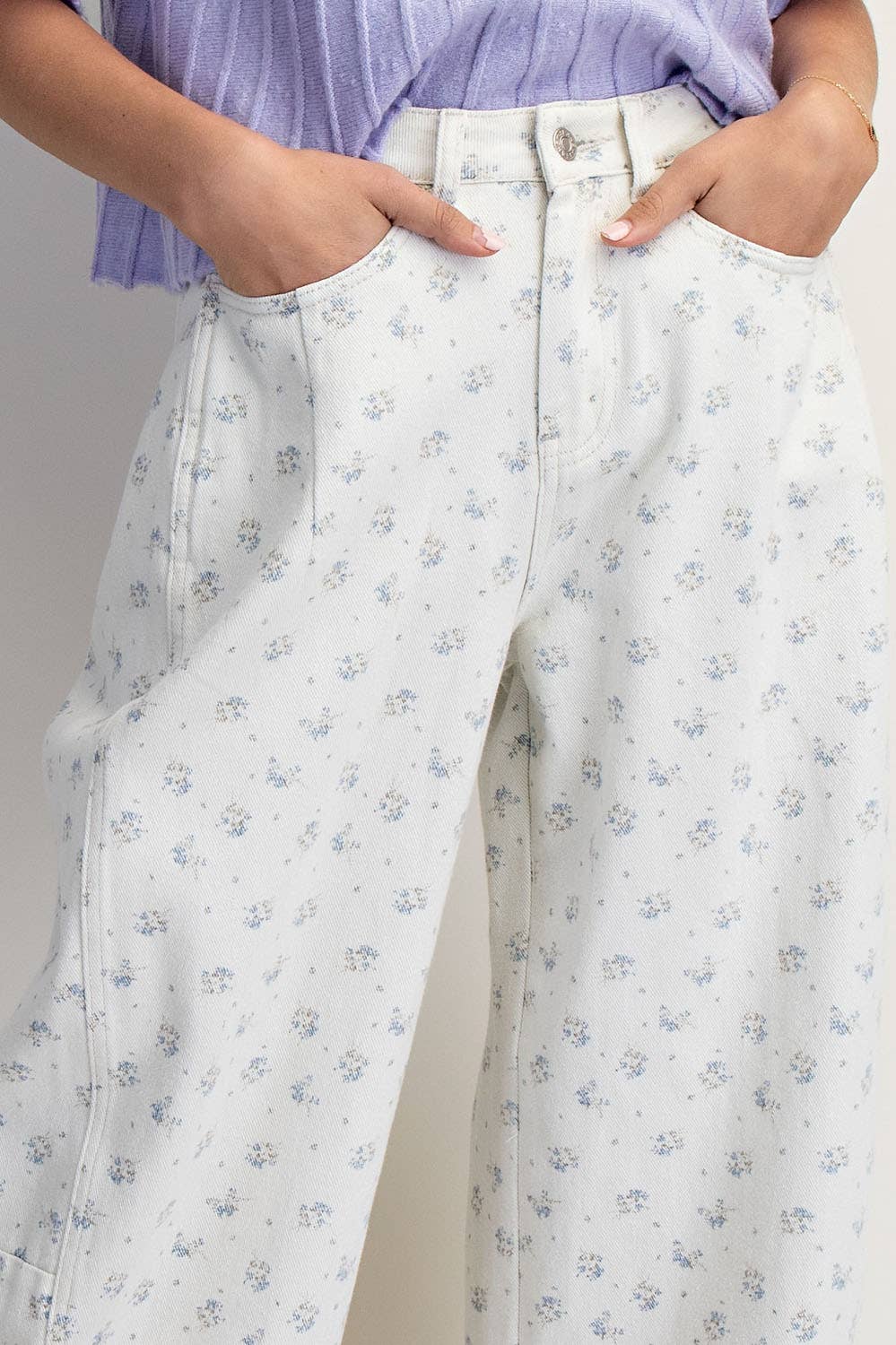 FLORAL PRINT BARREL PANTS