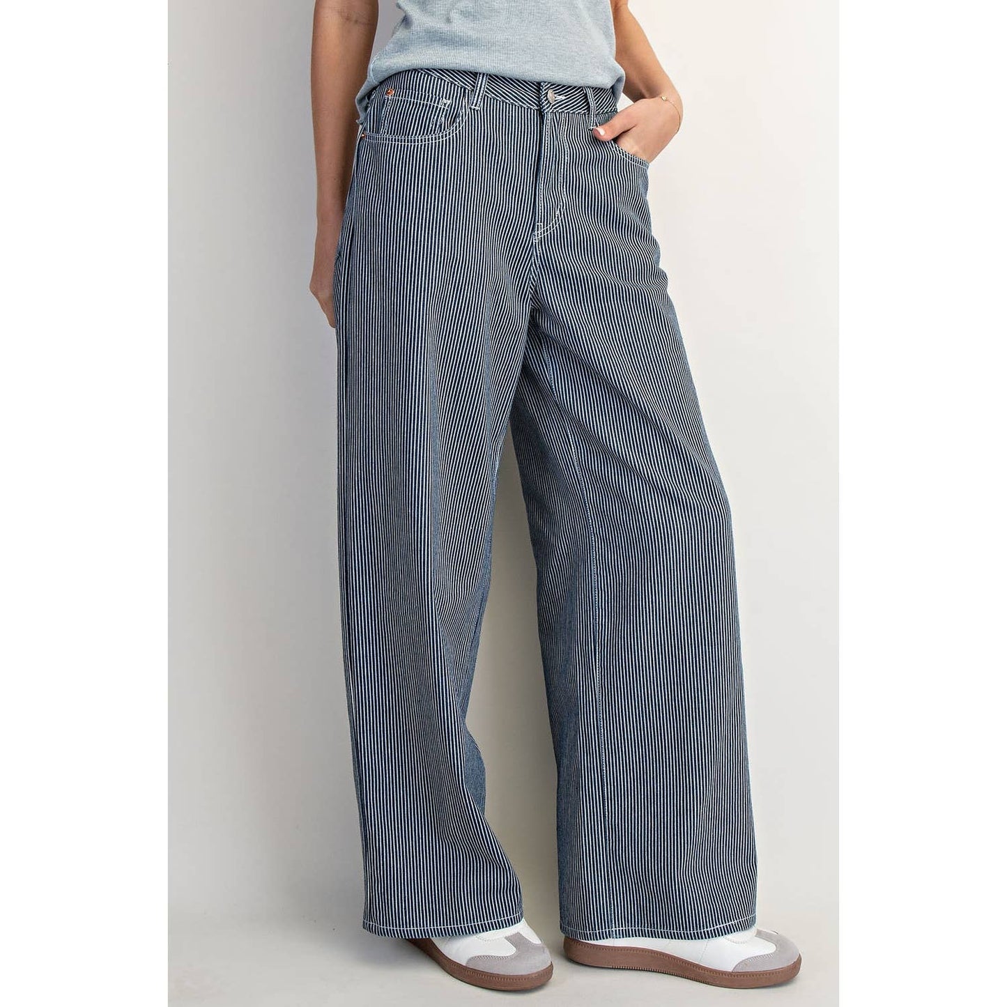 Full Length High Waisted Stripe Jeans