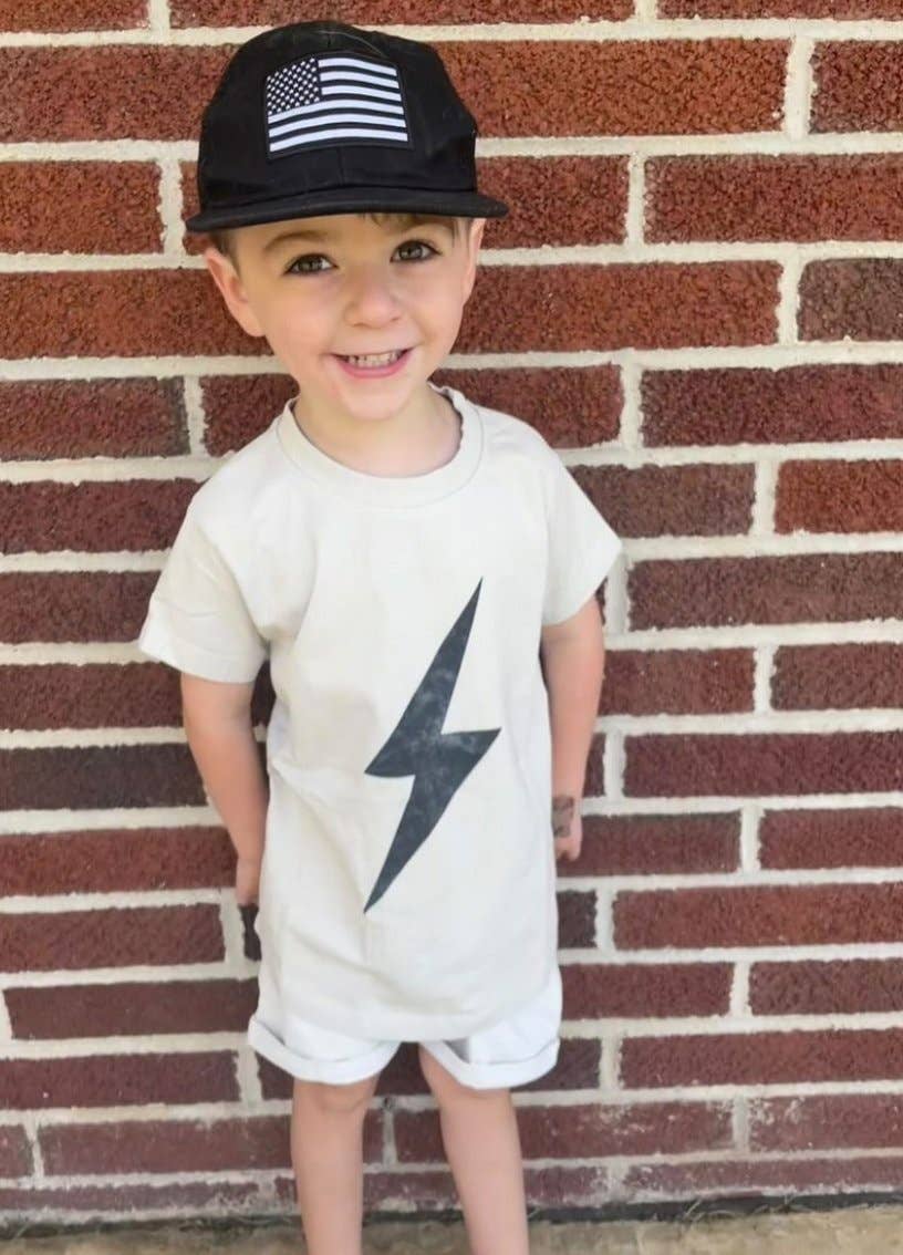 Boys Grey Lightening Spark Tee Shirt - USA Made