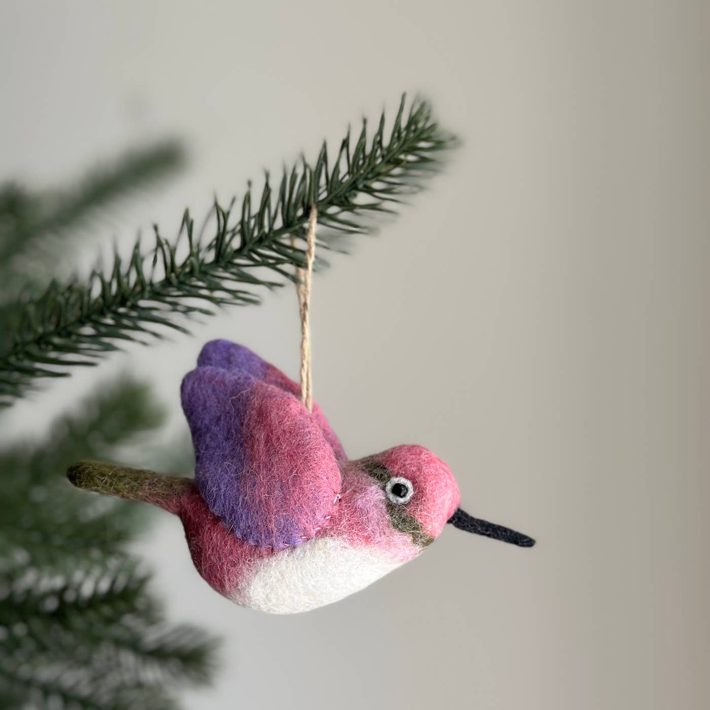 Hummingbird Felt Ornament made with Merino Wool by Female Nepalese Artisans