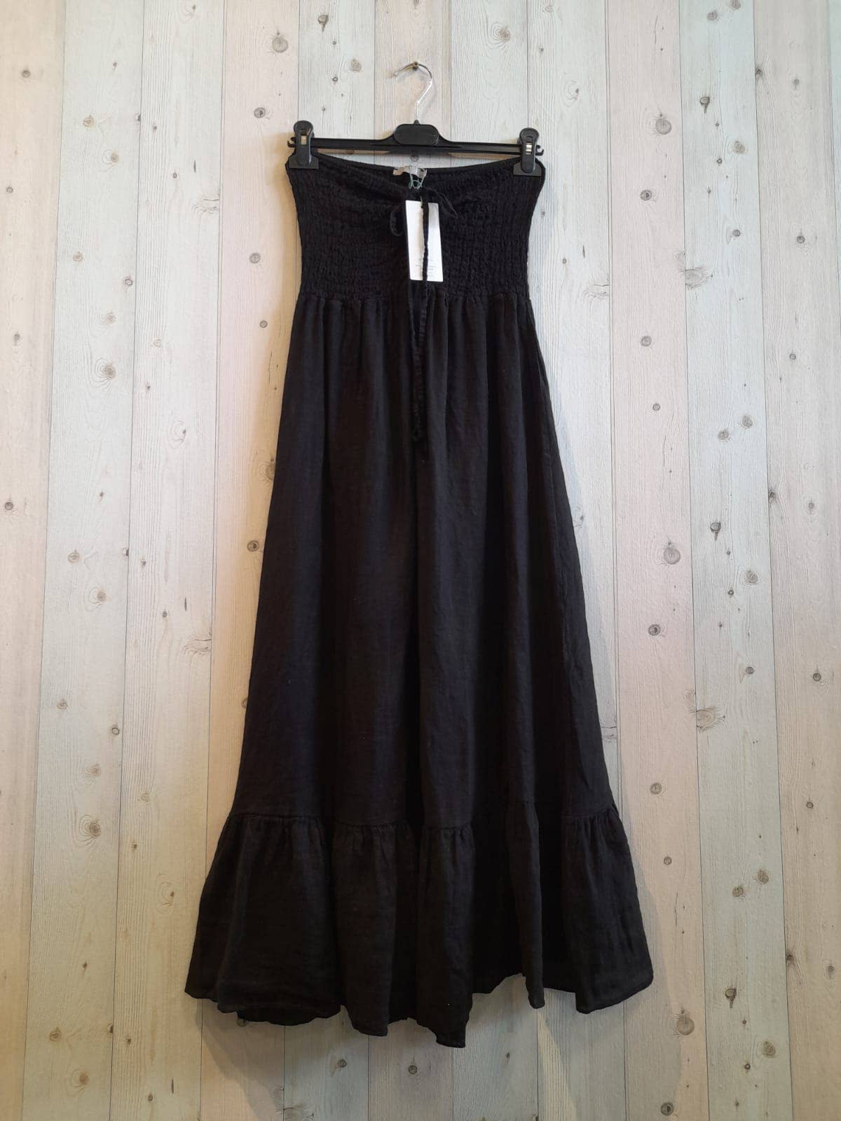 Linen Strapless Maxi Dress