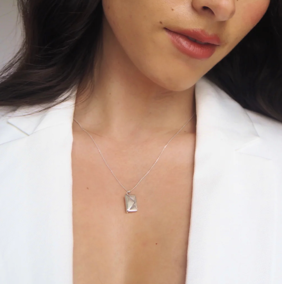 Love Letter 14K Gold Steel  Envelope and Letter necklace