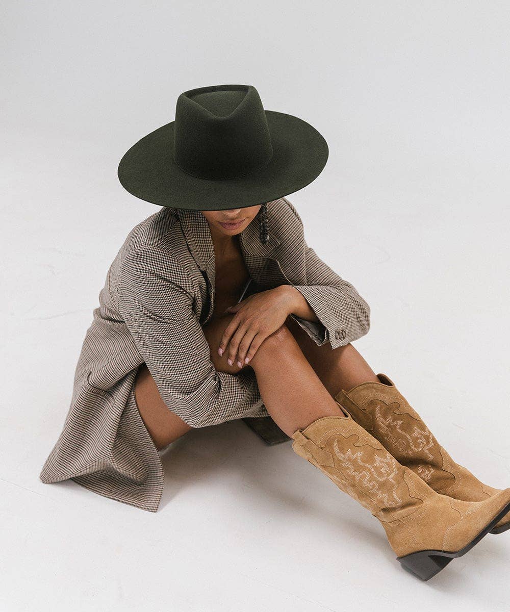 Wide Brim Triangle Crown Felt Hat