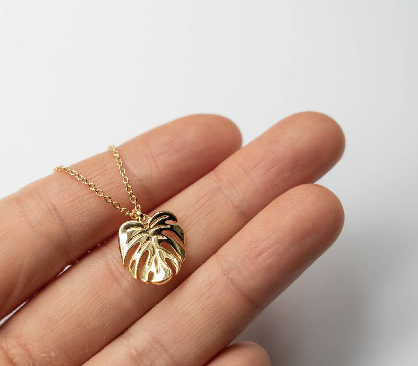Monstera Deliciosa Necklace Gold & White Gold Gift Set