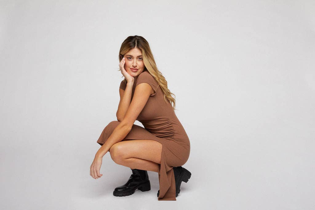 Ayla Rib Dress - Mocha