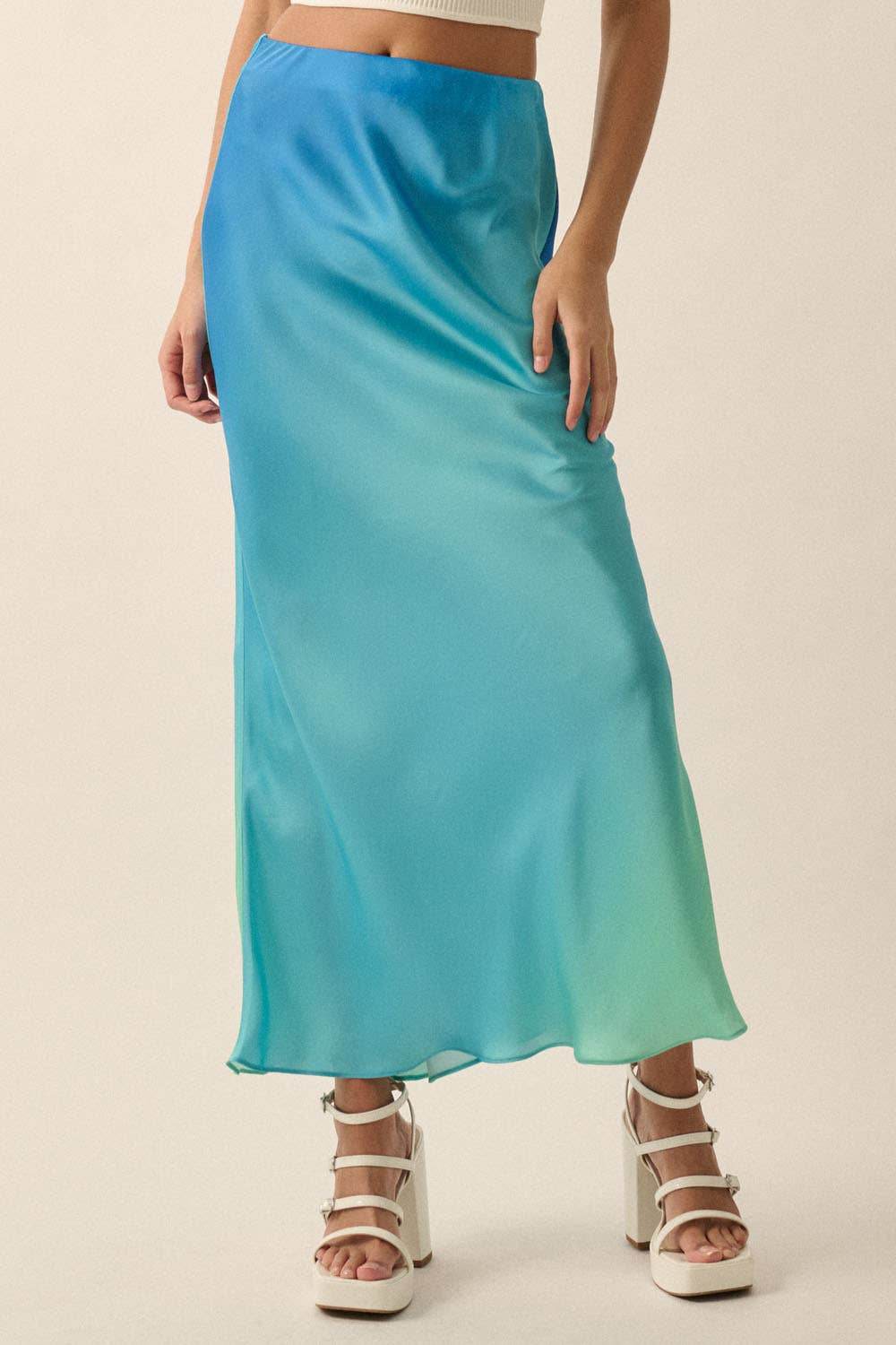 High-Waist Ombre Woven Maxi Skirt - SAUVAGE ZSA™