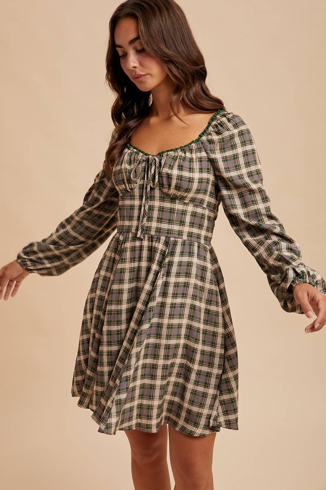 Tartan Plaid Mini Dress Xs/S / Evergreen
