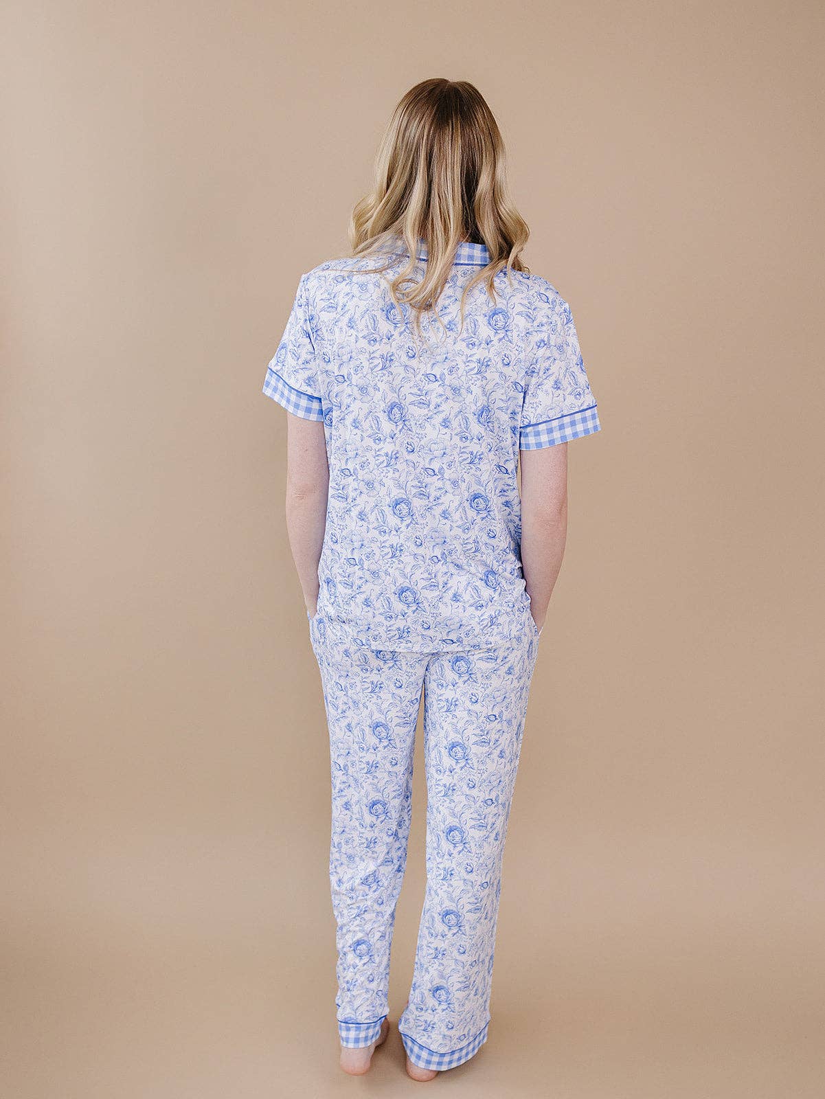 Bamboo Women's Pajamas Set - Mommy and Me Matching - Blue Flowers
