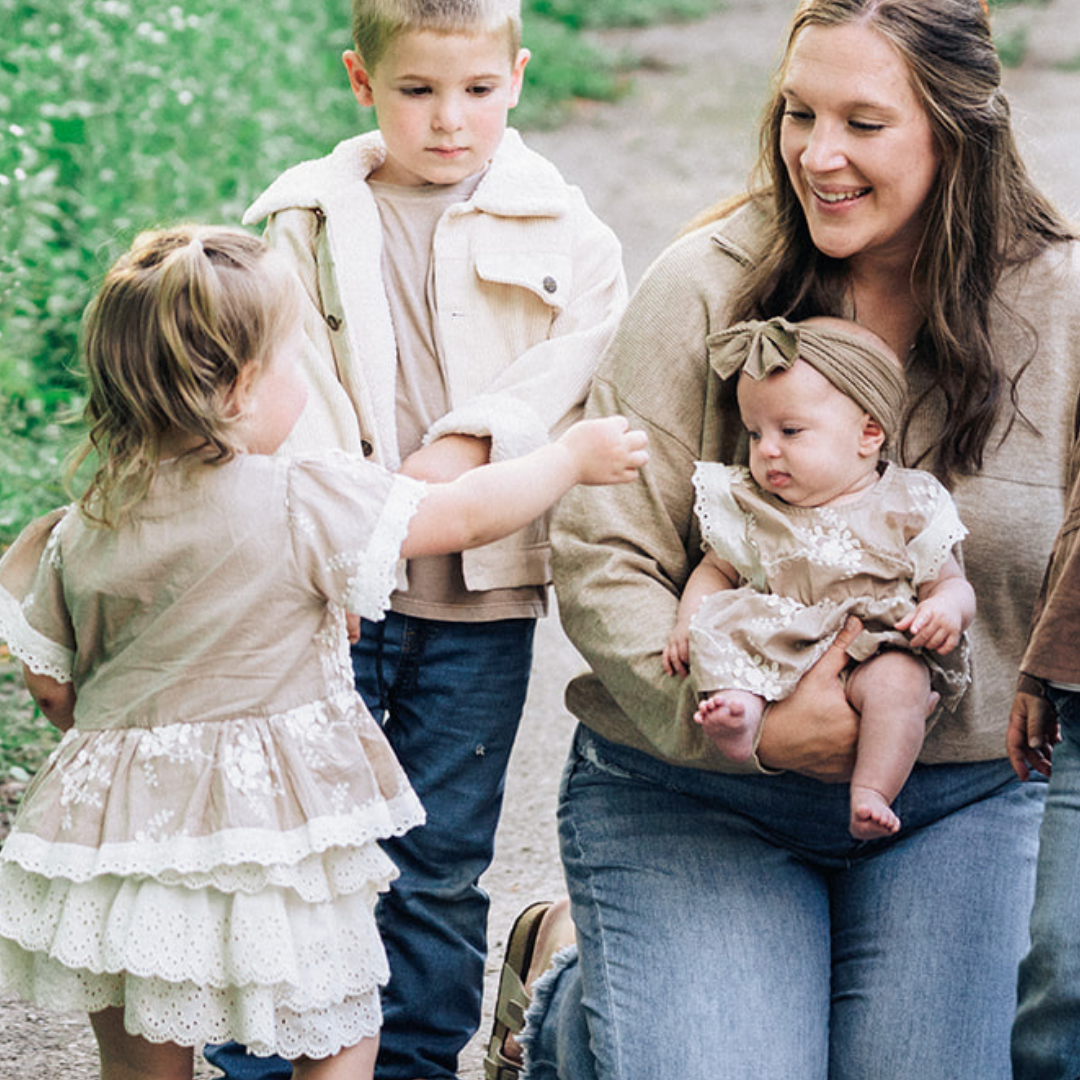 Embroidered Short Sleeve Floral Infant Onesie - Wedding - Matching Family Outfit