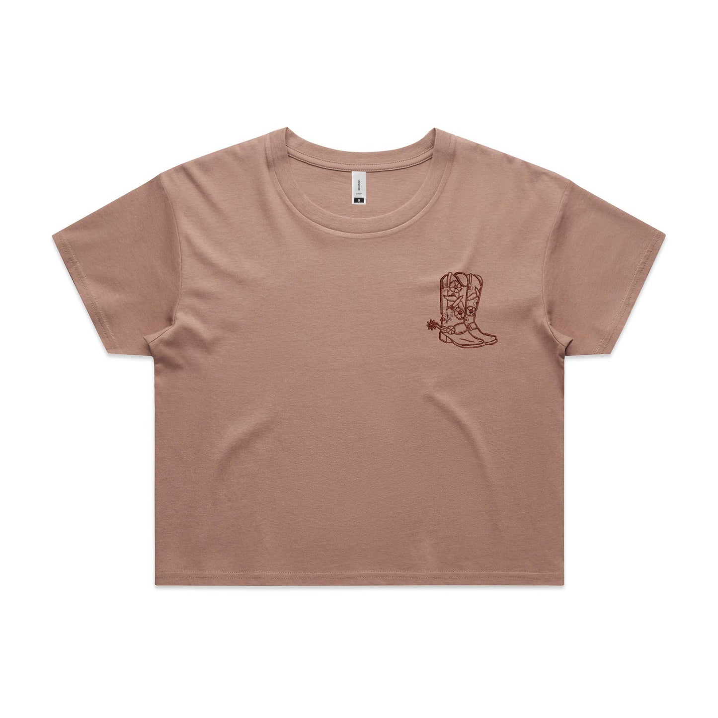 Cowboy Boot Cropped Western Tee (Embroidered)