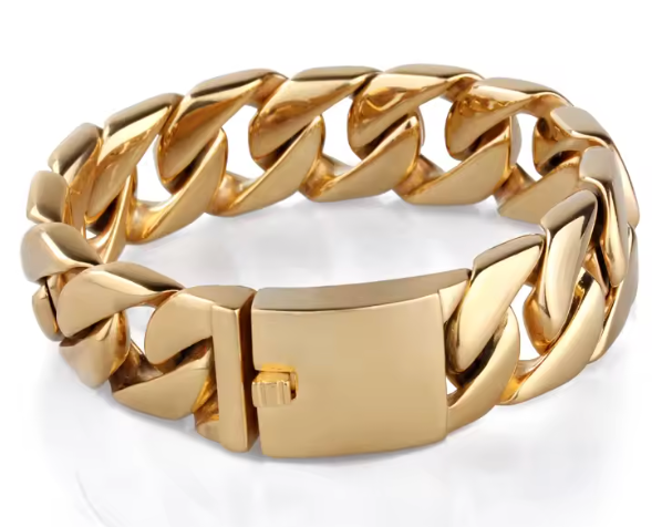 Chloe Chunky Chain Cuff Bracelet- Steel 14K PVD