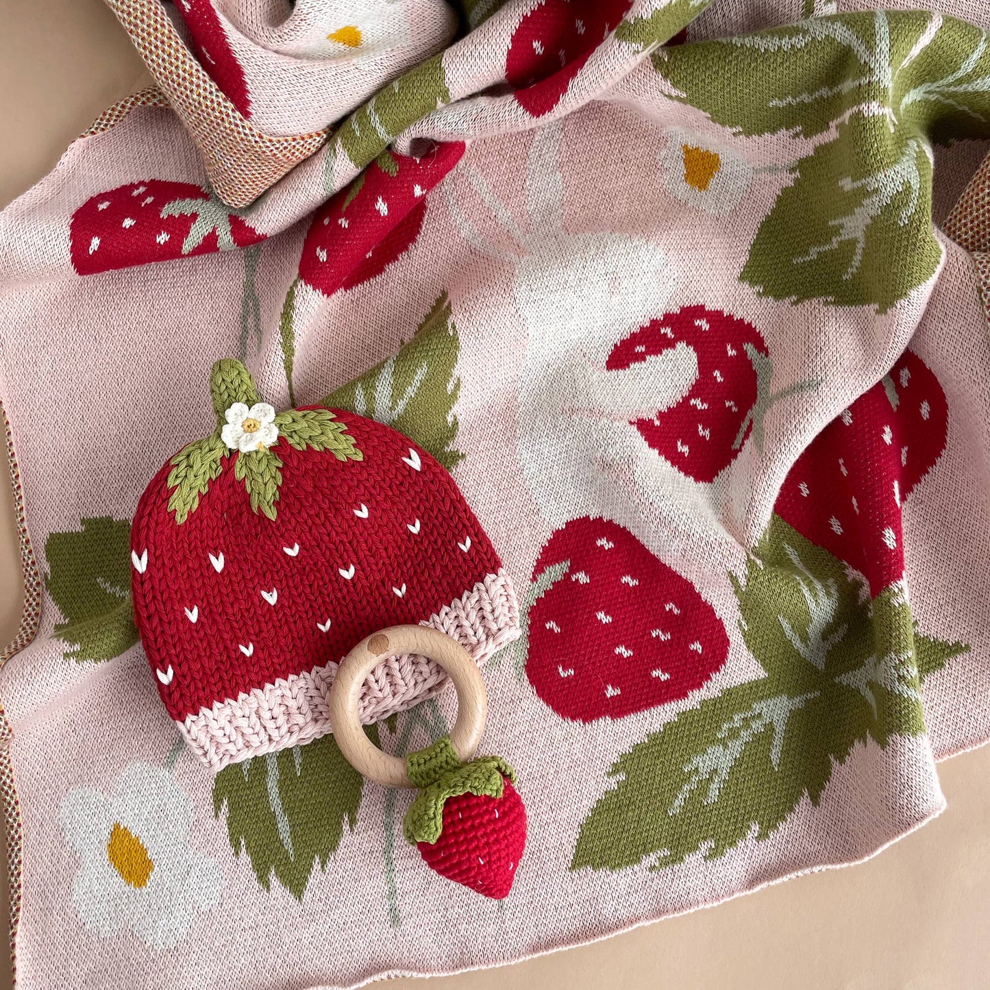 Blanket Strawberry Bunny Organic Baby Decor Christmas Gift