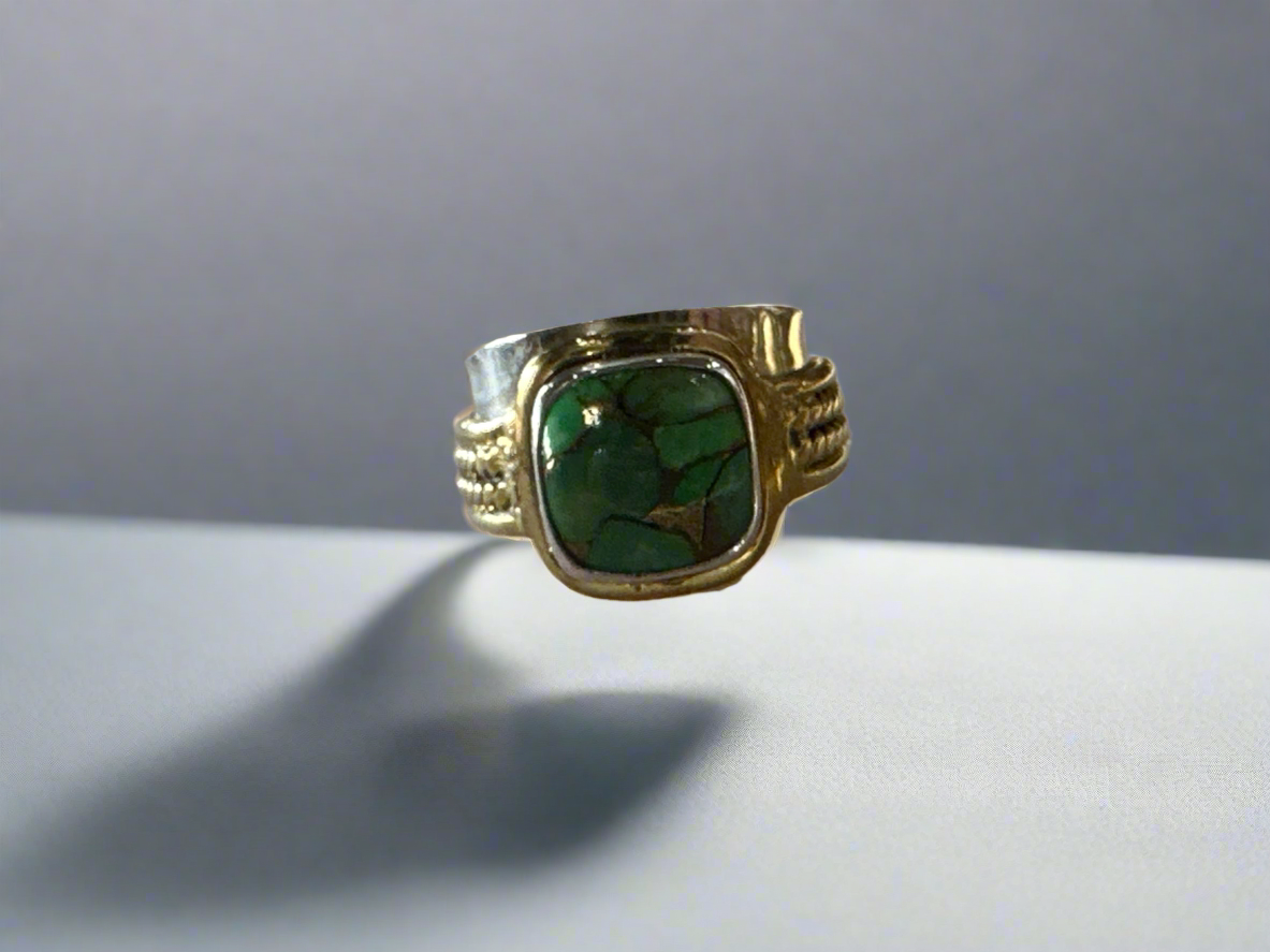 Green Copper Turquoise Ring Size 8