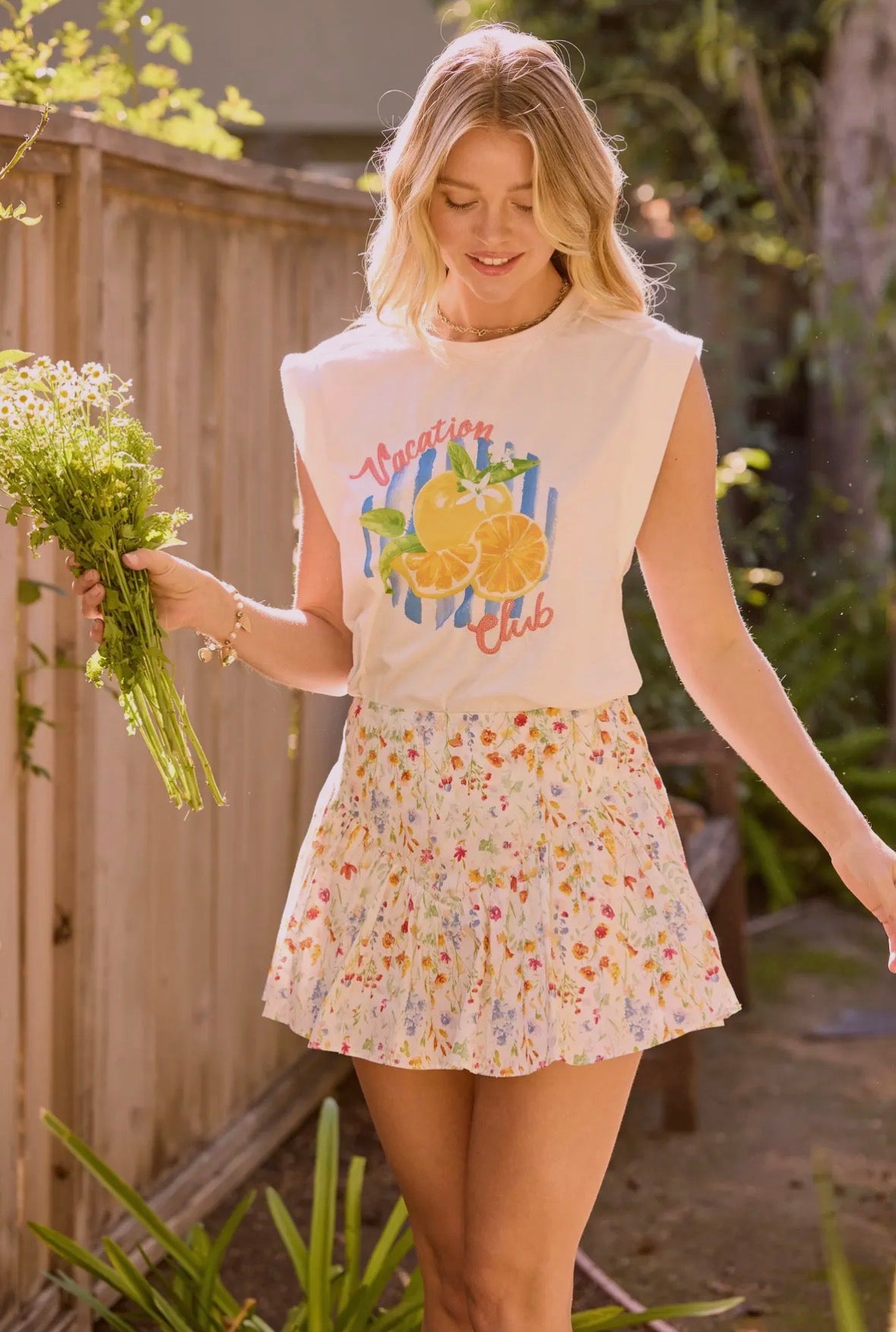 Wildflower Drop Waist White Mini Skort