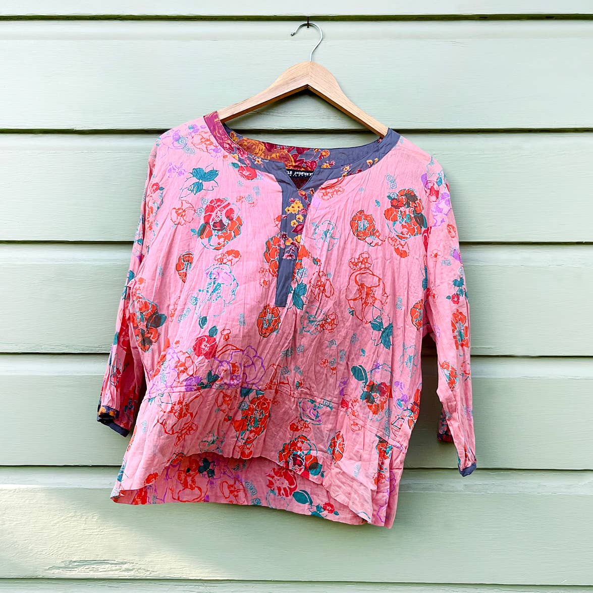 3/4 Sleeve Crinkle Top Papillon Pink