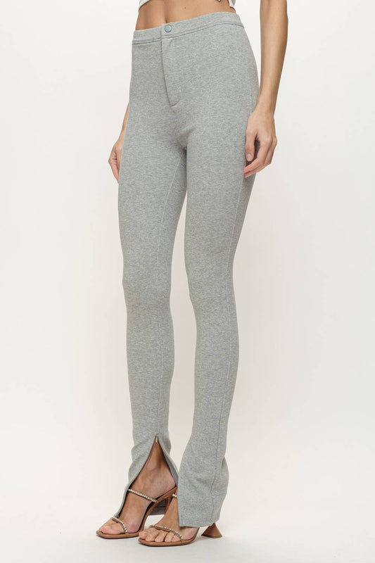 Stretch Jersey Split Hem Leggings - H. Gray
