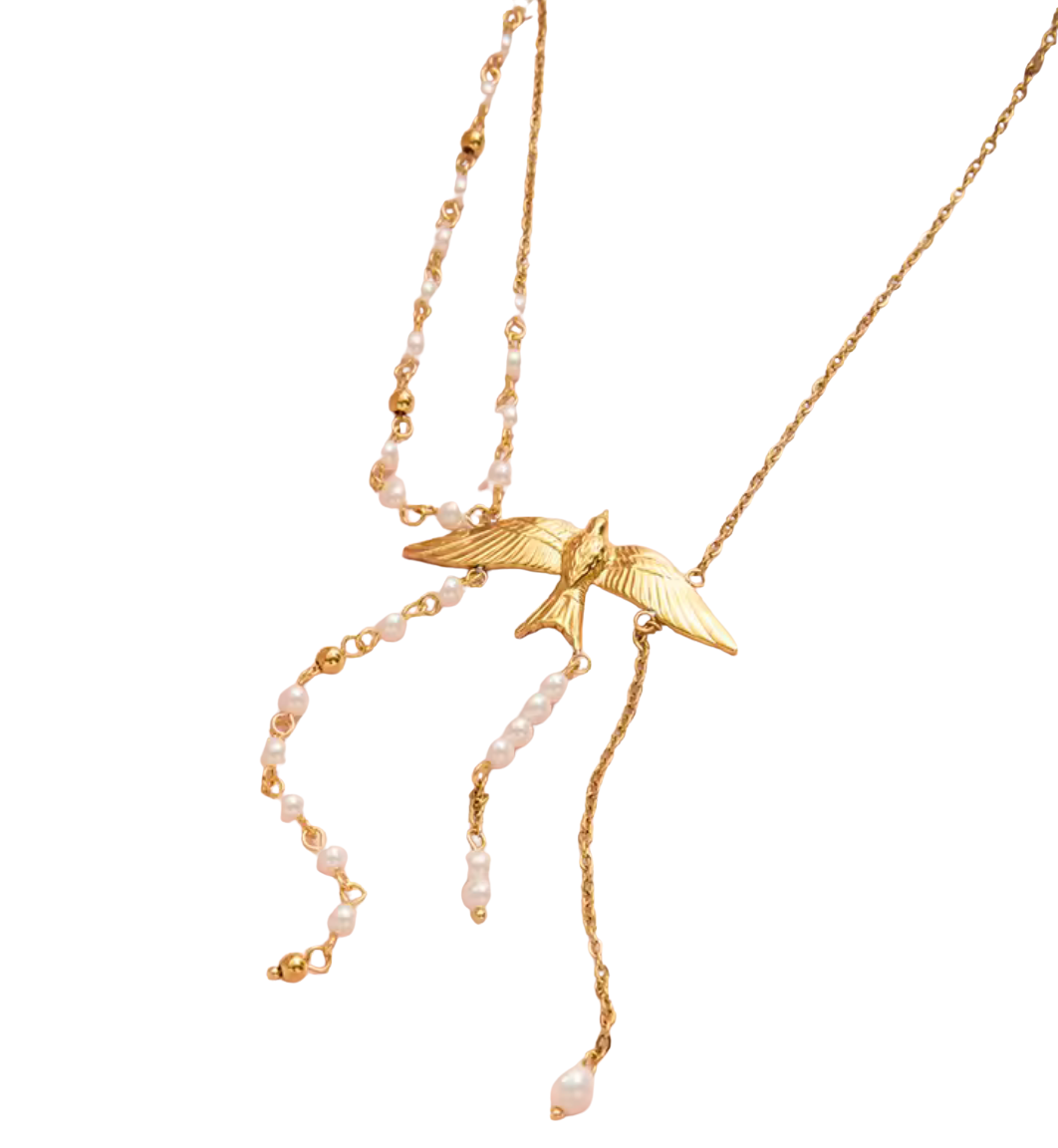 Take Flight- Tassel Pearl and Freedom PVD 14K Gold
