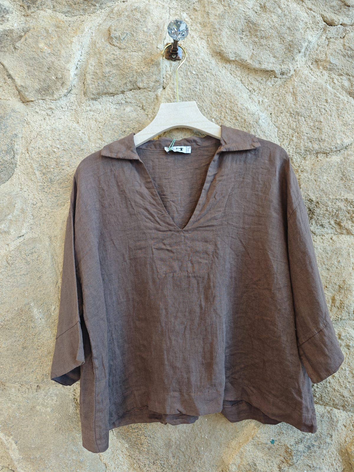 100% Linen Collar Blouse