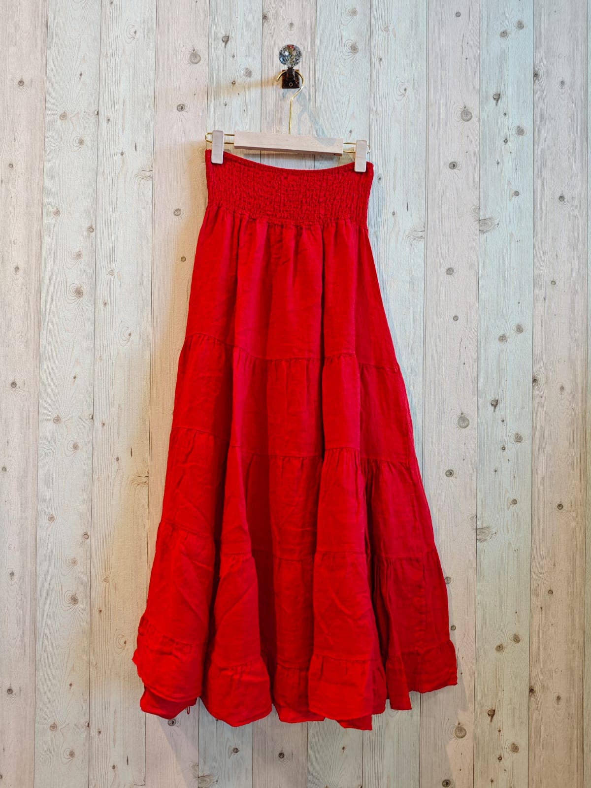 Italian Linen Tiered Bohemian Maxi Skirt