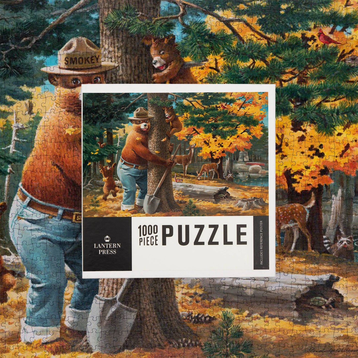1000 PIECE PUZZLE Smokey Bear, Hugging Tree Vintage Poster