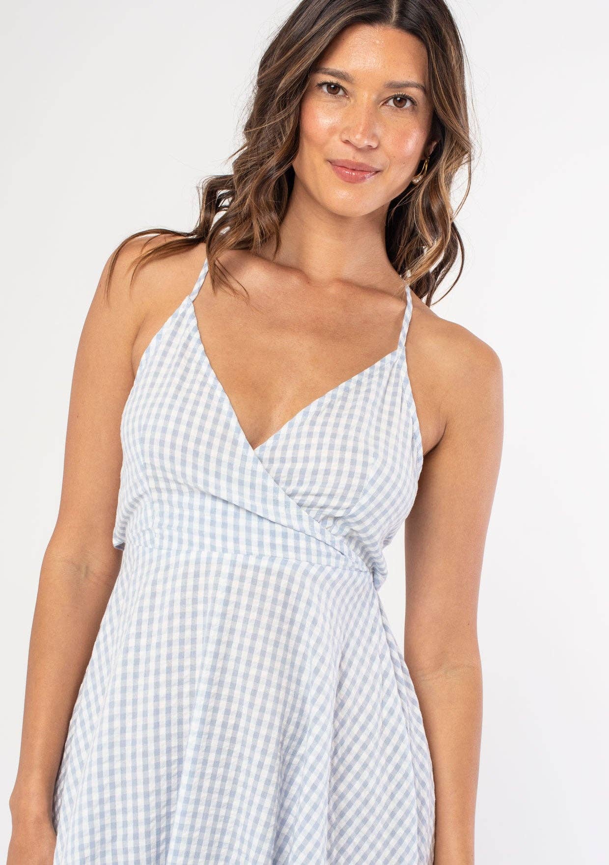 Gingham Cross Back Bow Midi Dress