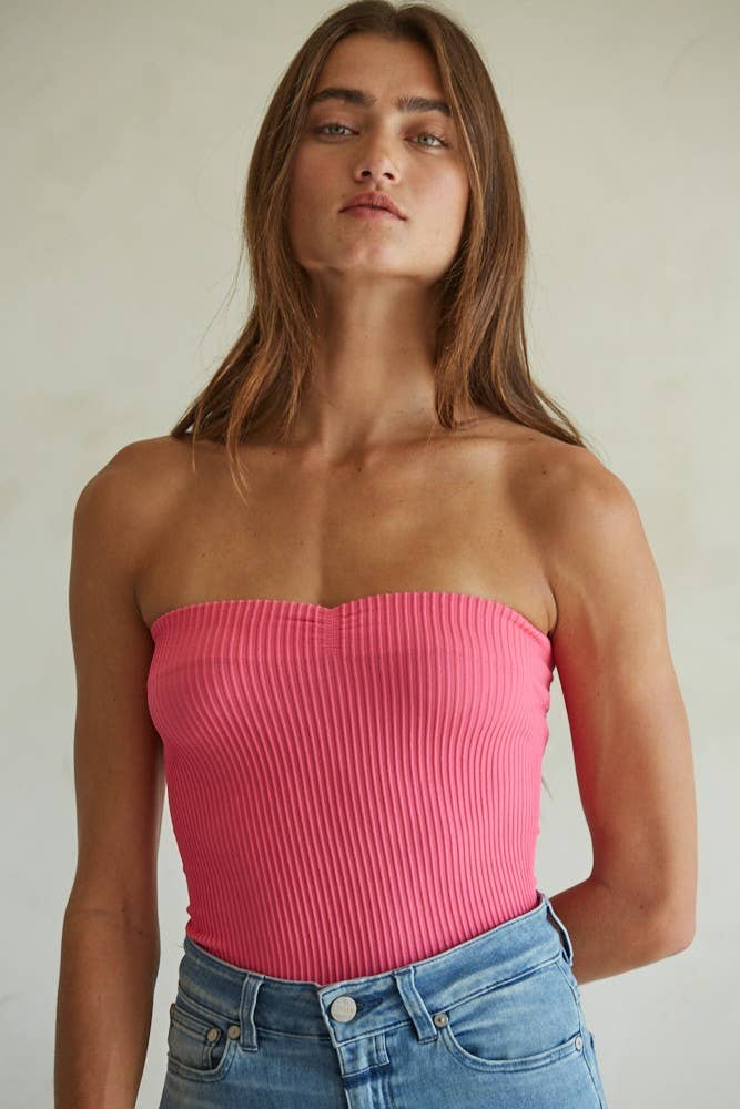 Sweetheart Neckline Seamless Ribbed Tube Top Bandeau