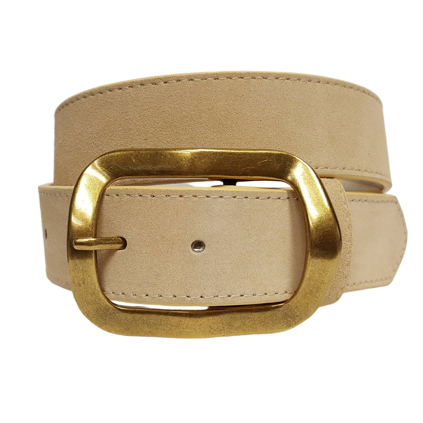 Genuine Suede Leather Belt With Timeless Rectangular Buckle