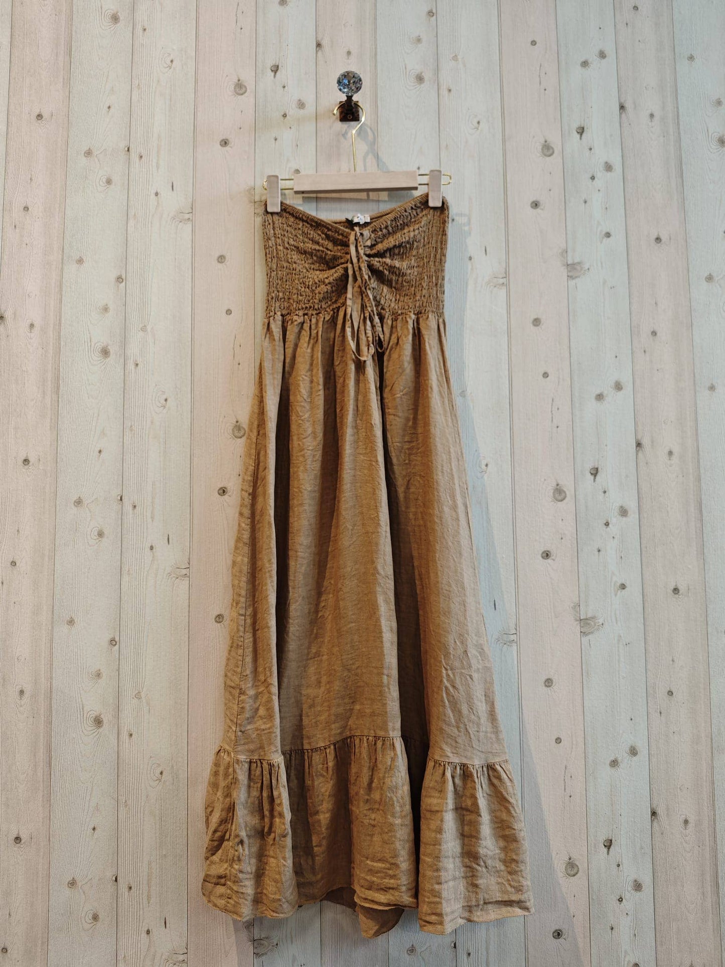 Linen Strapless Maxi Dress