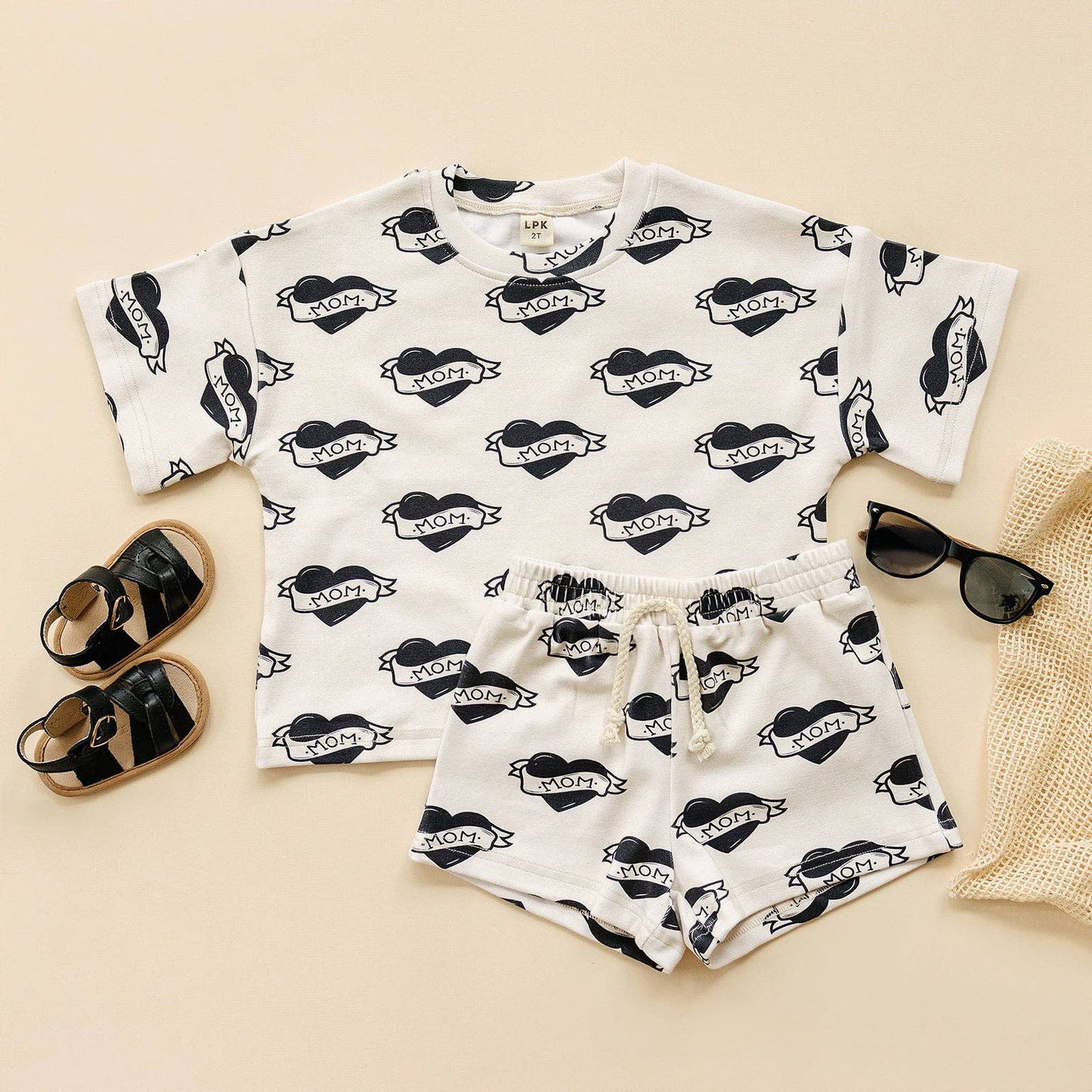 Kids Cotton Shorts Set | Mom tattoo