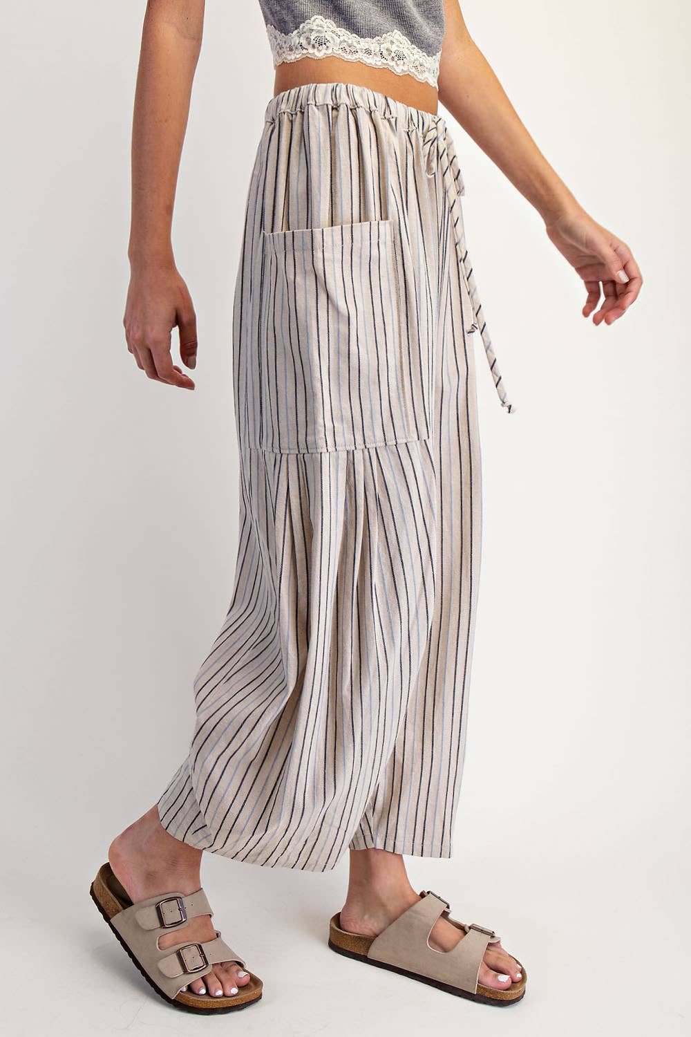 Boho Vertical Stripe Wide Leg Pants