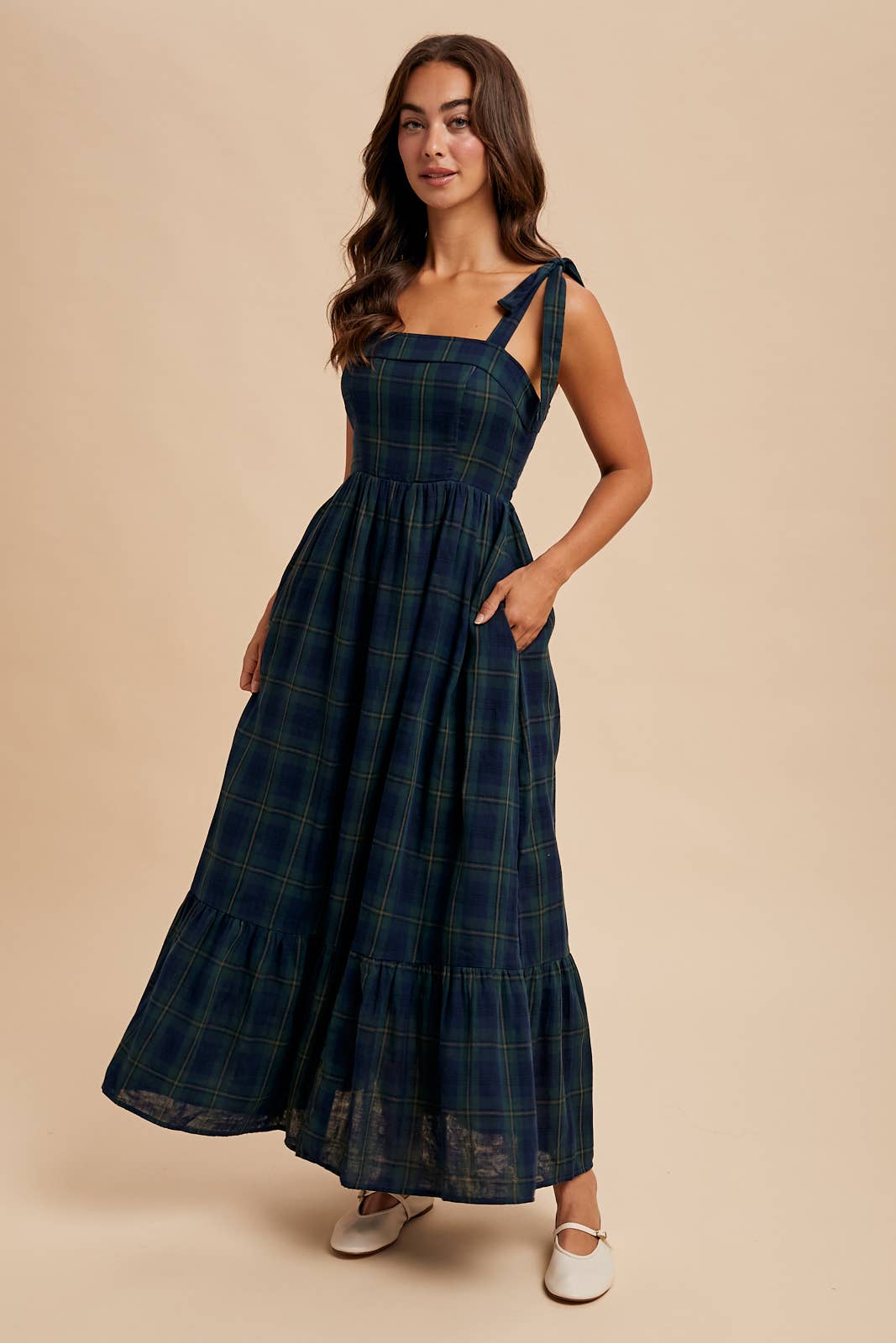 Tartan Red Plaid Cotton Maxi Dress