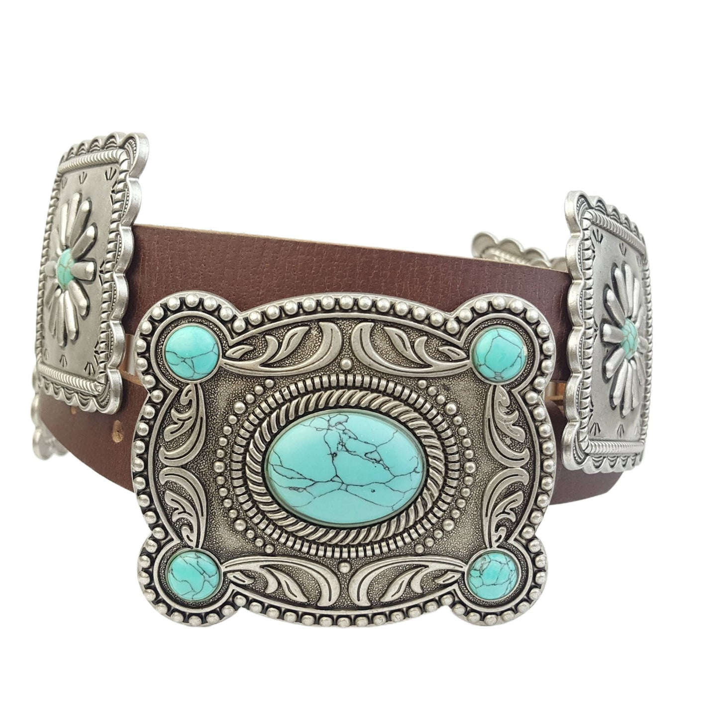 Western Concho Leather Waist Belt