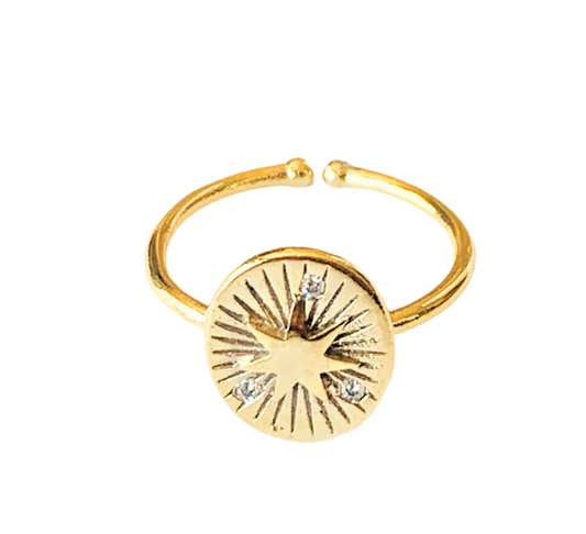 Gold Starburst Quartz Ring