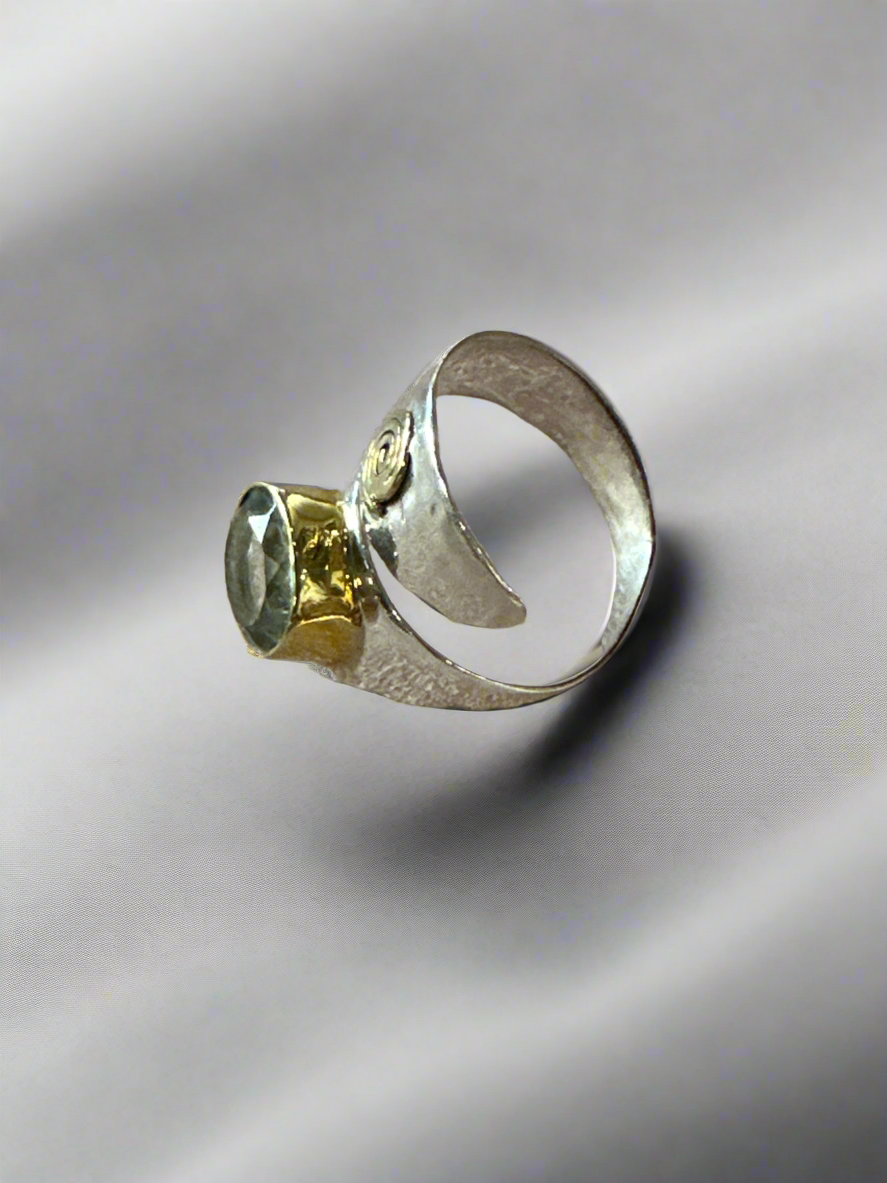 Handcrafted Sterling Silver Wrap Ring with Genuine Stone