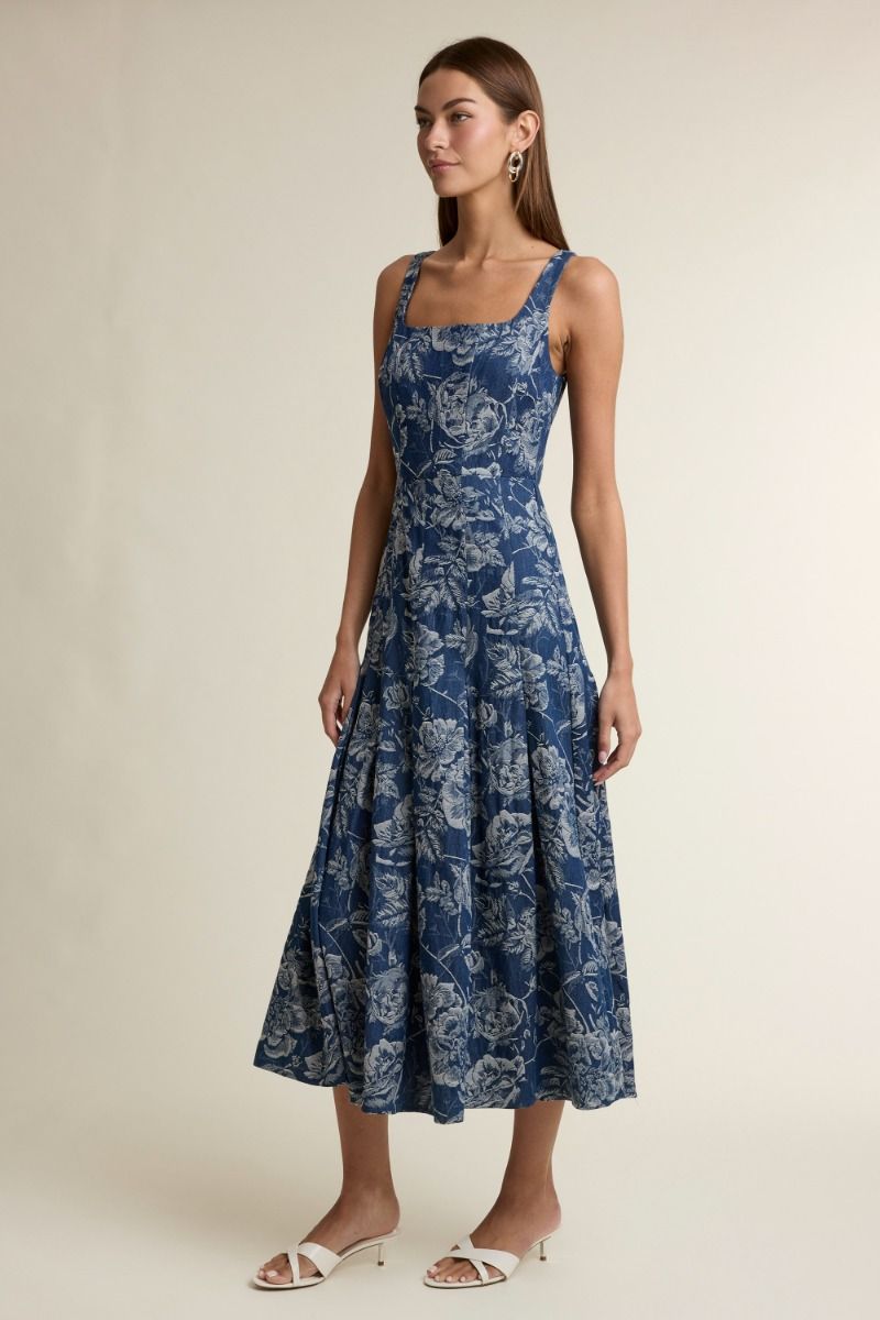 Floral Denim Midi Dress