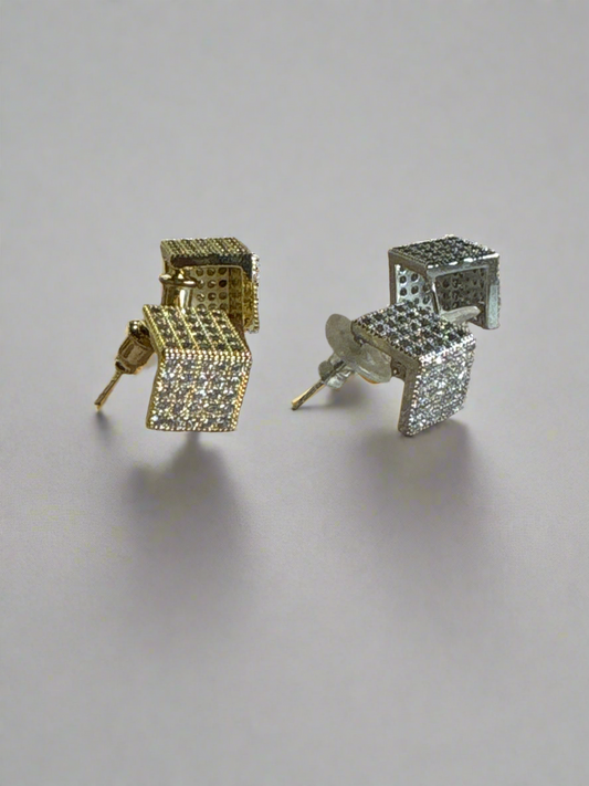 Parisienne Gold Plated Crystal Cube Studs