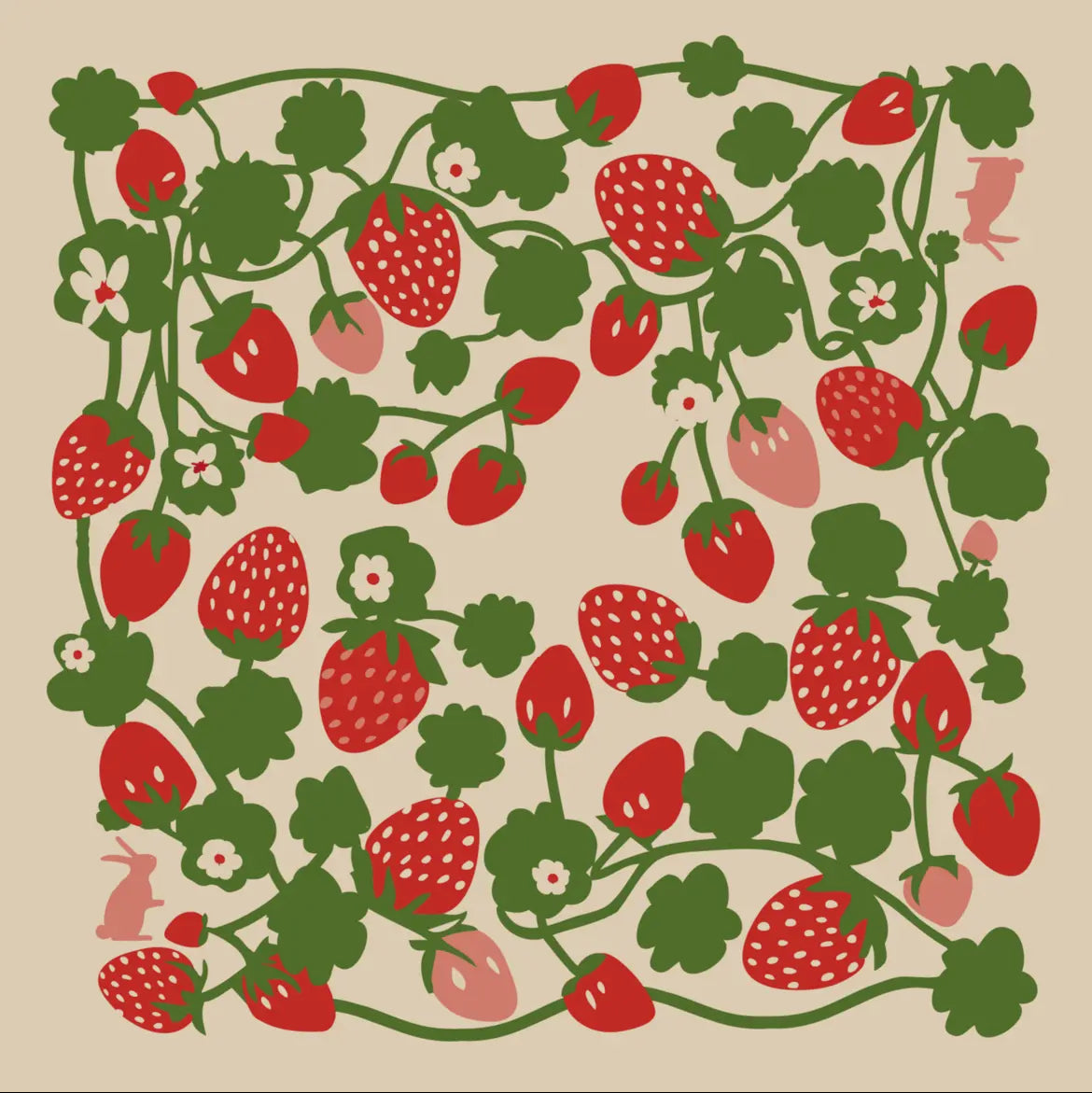 100% Cotton Bandana - Strawberry Garden