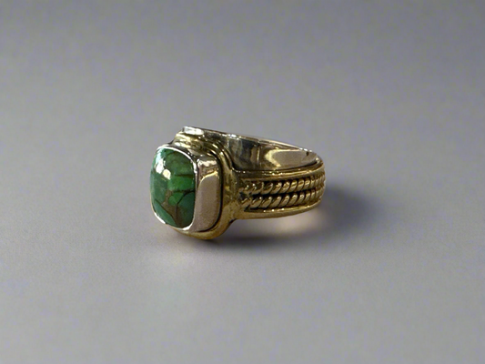 Green Copper Turquoise Ring Size 8
