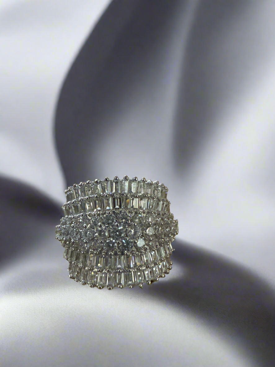 Stunning Crystal Worked Sterling Silver Ring