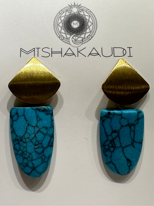 Artisan Turquoise & Brass Earrings