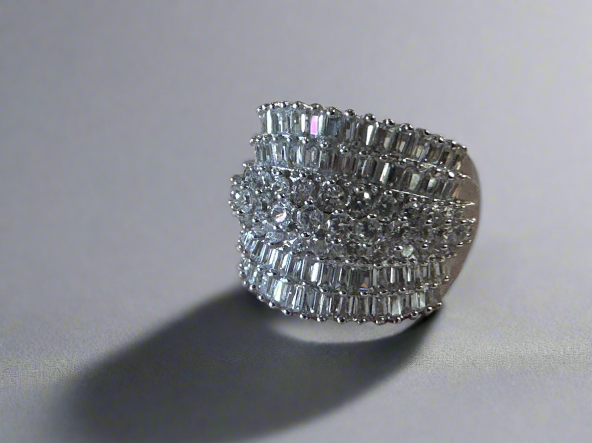 Stunning Crystal Worked Sterling Silver Ring