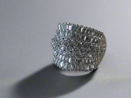 Stunning Crystal Worked Sterling Silver Ring
