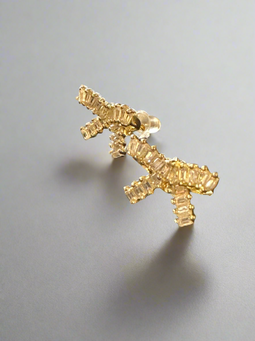 Baguette Bow Stud Earrings