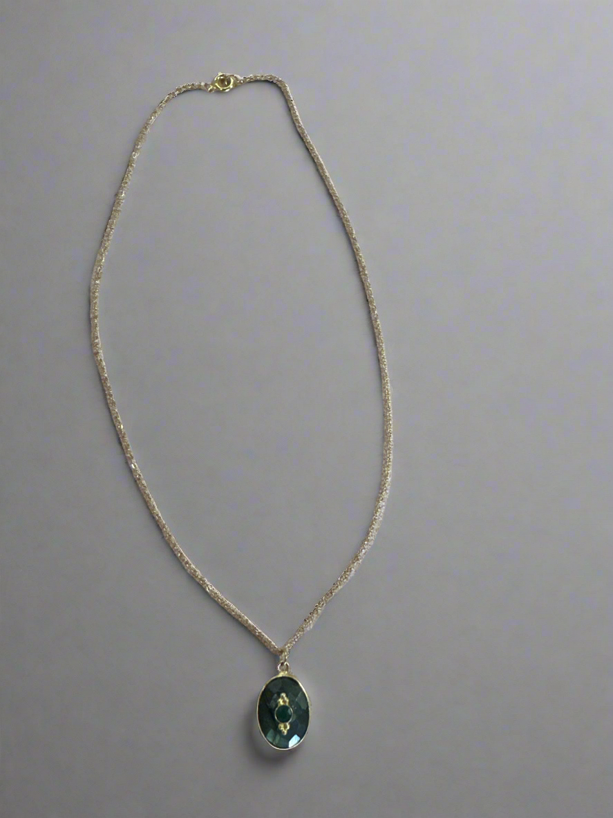 Polished Labradorite Parisienne Charm Necklace